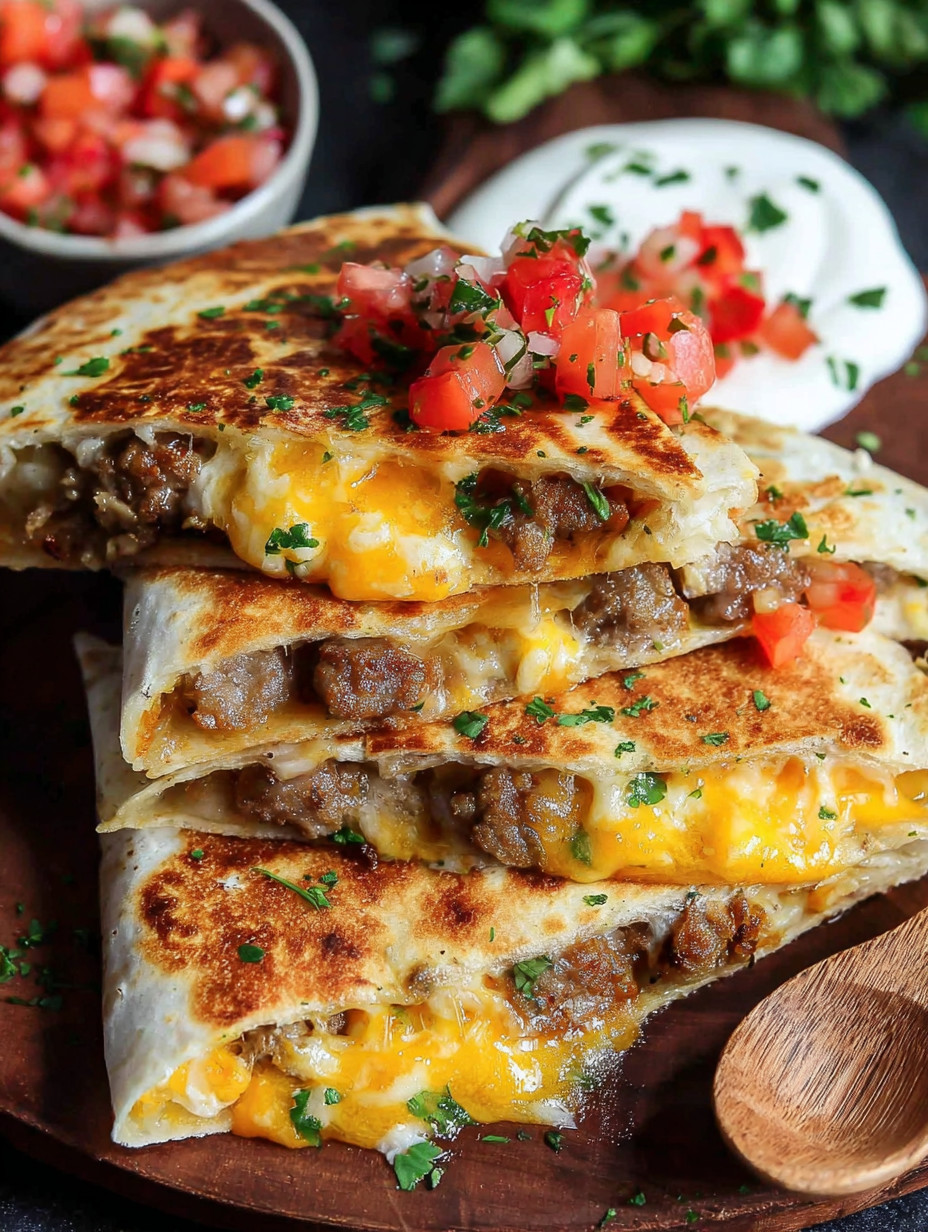 Breakfast quesadillas with eggs.