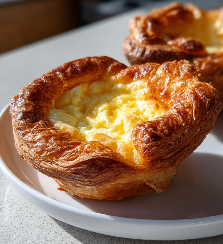 A plate with a pastry on it.