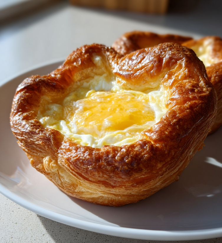 A plate with a pastry on it.