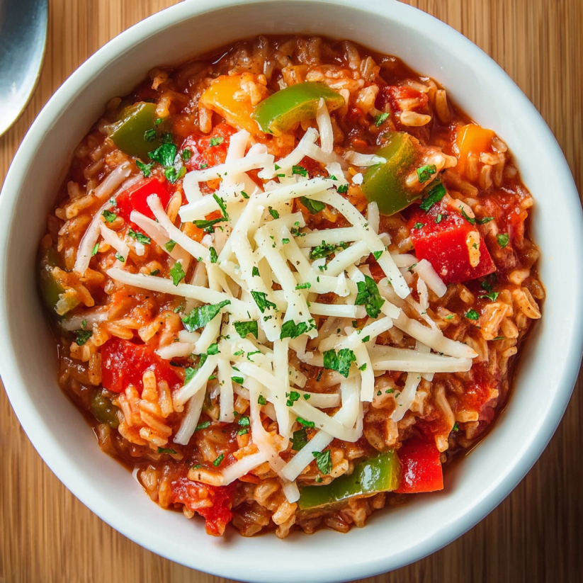 A bowl of stuffed pepper soup.