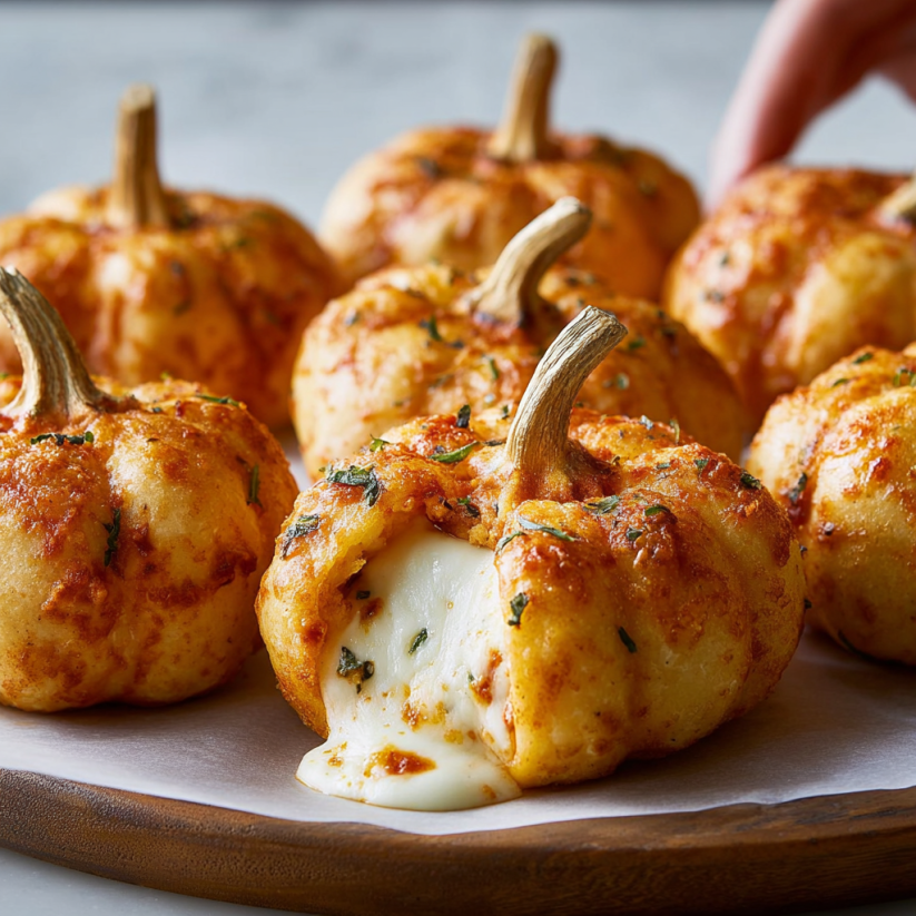 Pumpkin with cheese inside.