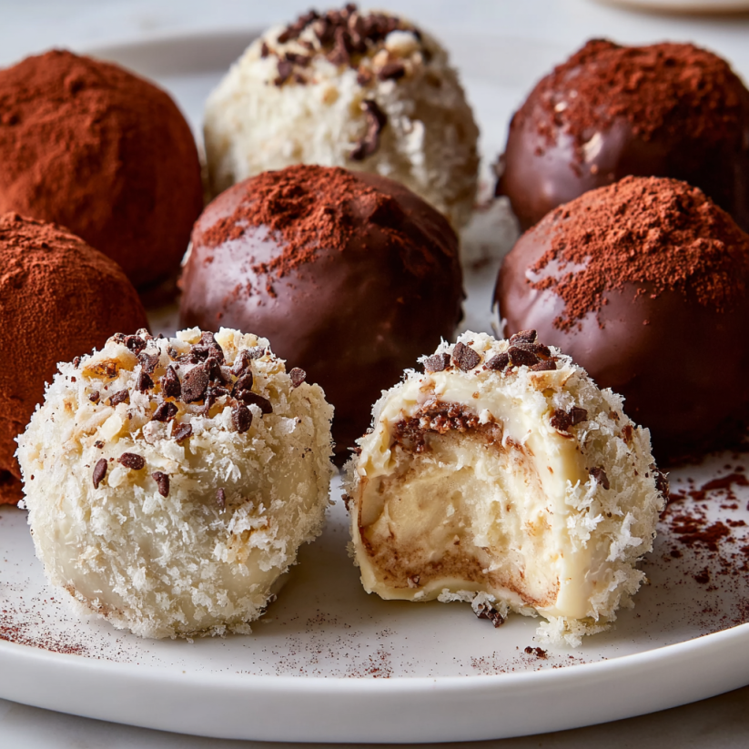 A plate of Tiramisu Truffles.