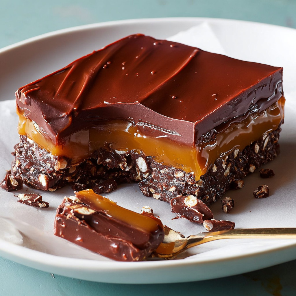 A slice of caramel crunch bars.