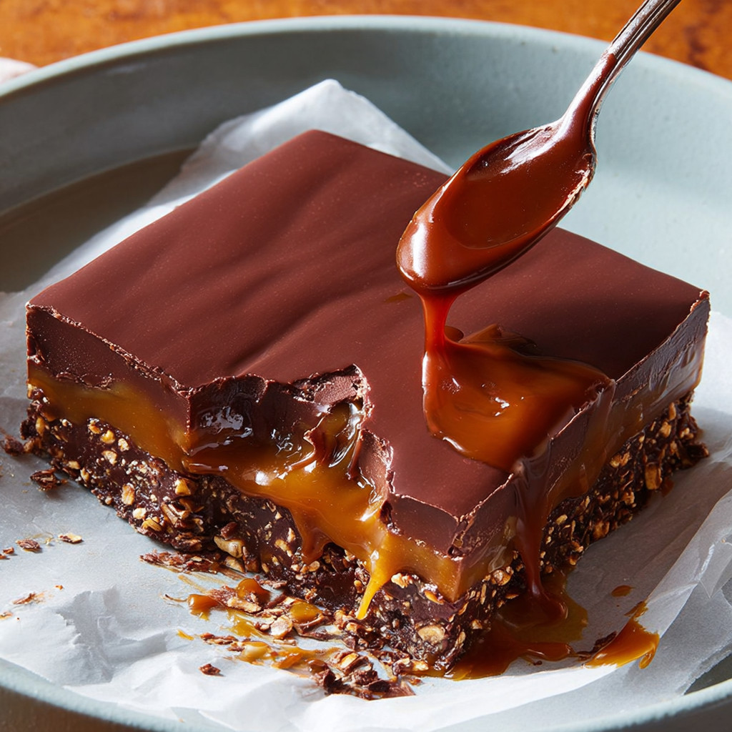 A slice of caramel crunch bars.
