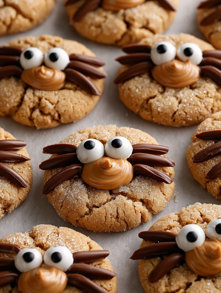 Spider cookies with peanut butter and chocolate.