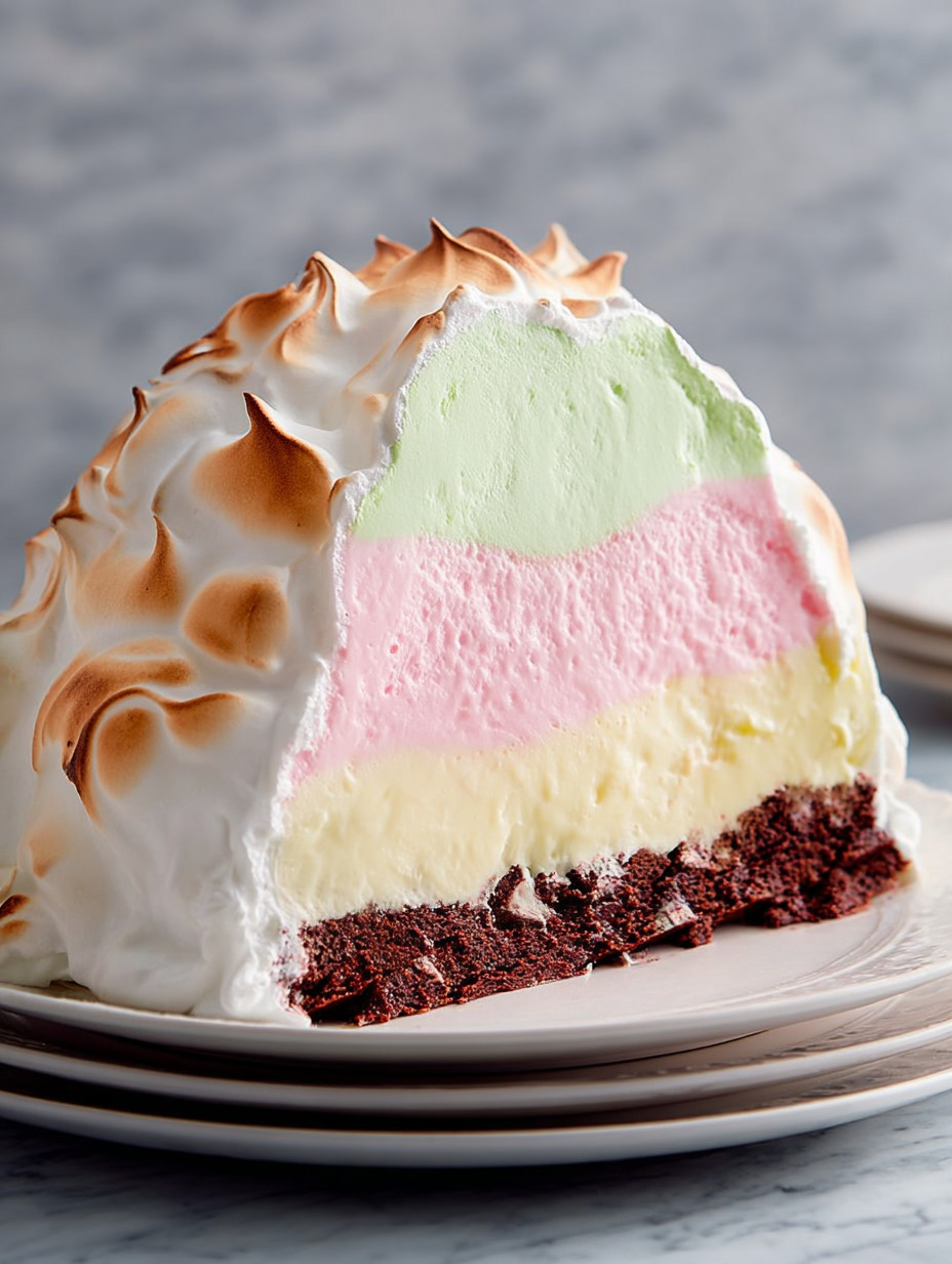 A slice of baked alaska.
