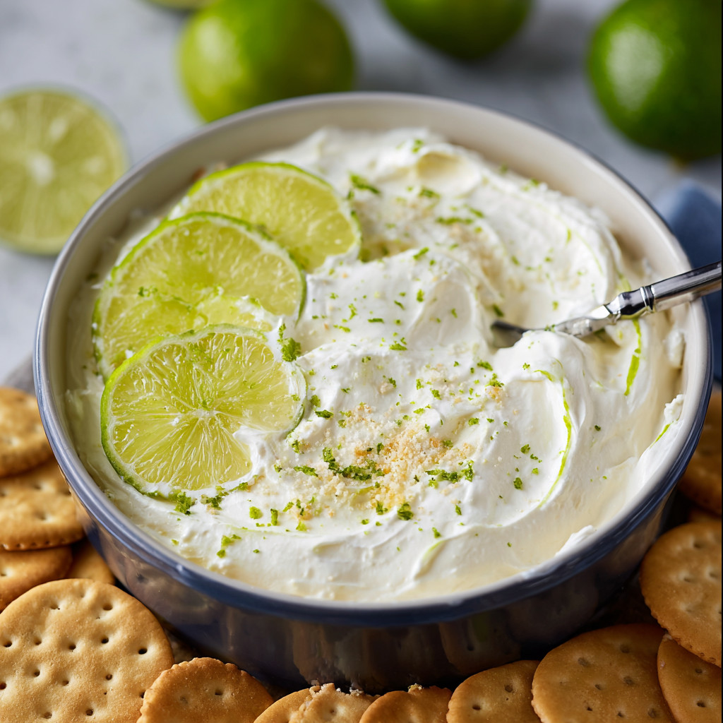 A bowl of lime dip with a spoon in it.