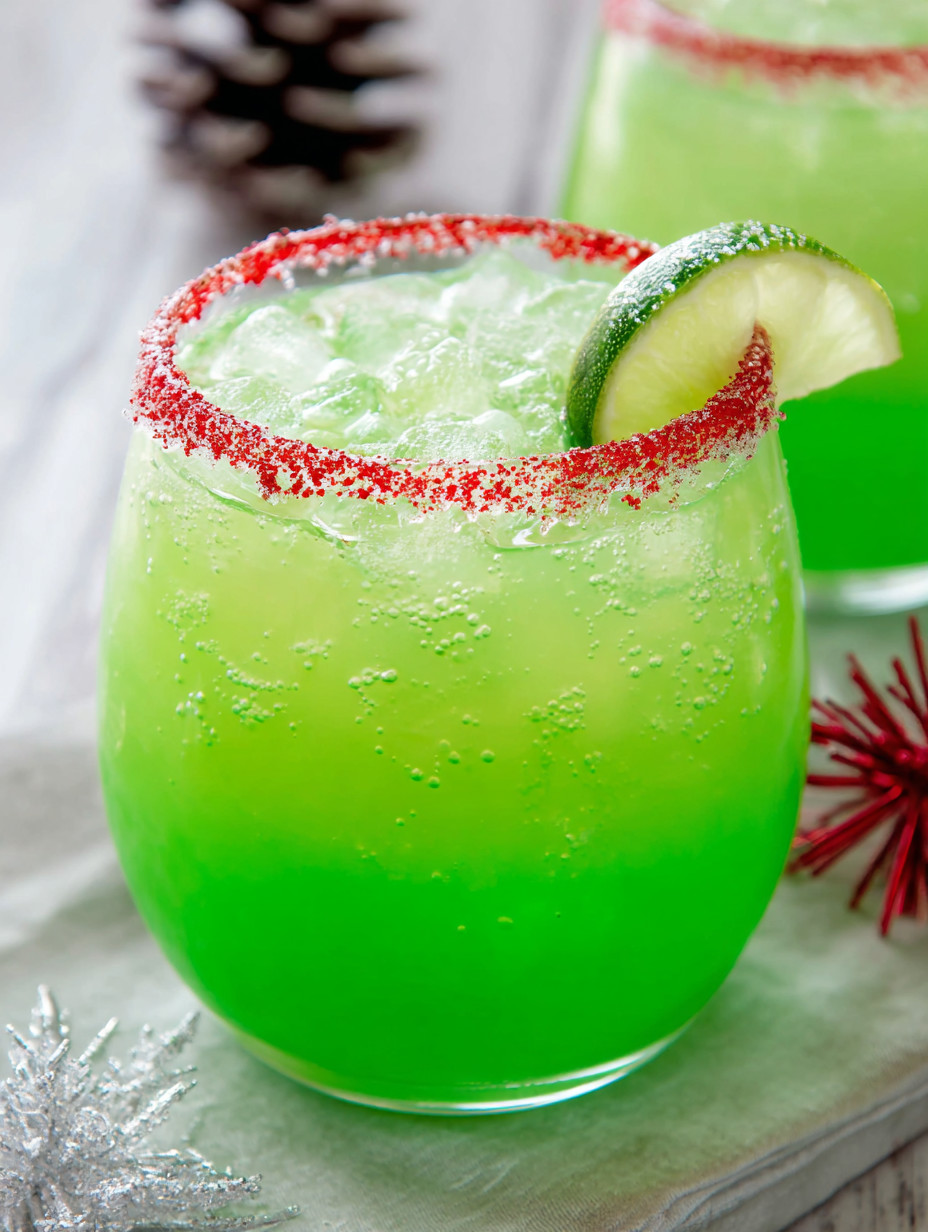 A green drink with a lime wedge in it.