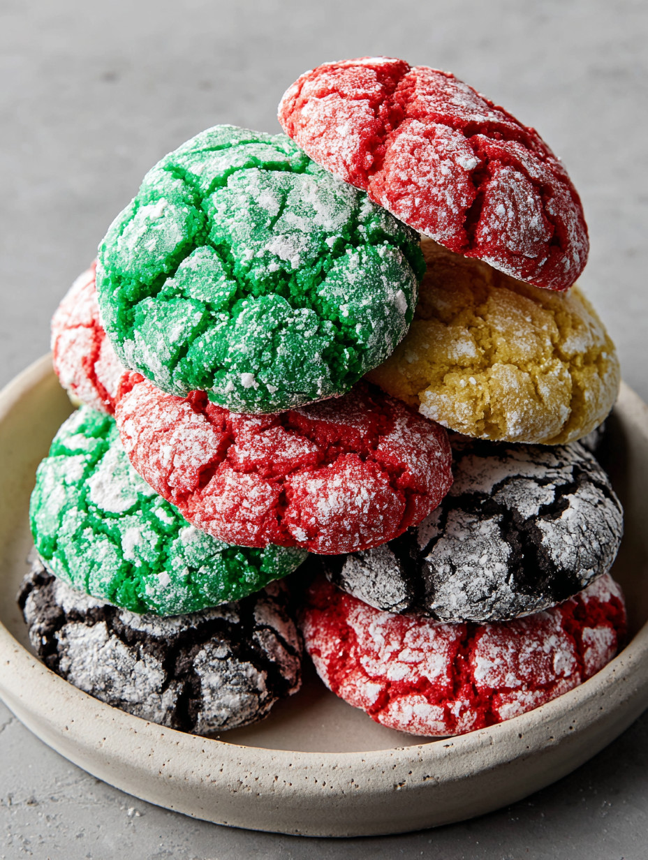 A stack of colorful cookies.
