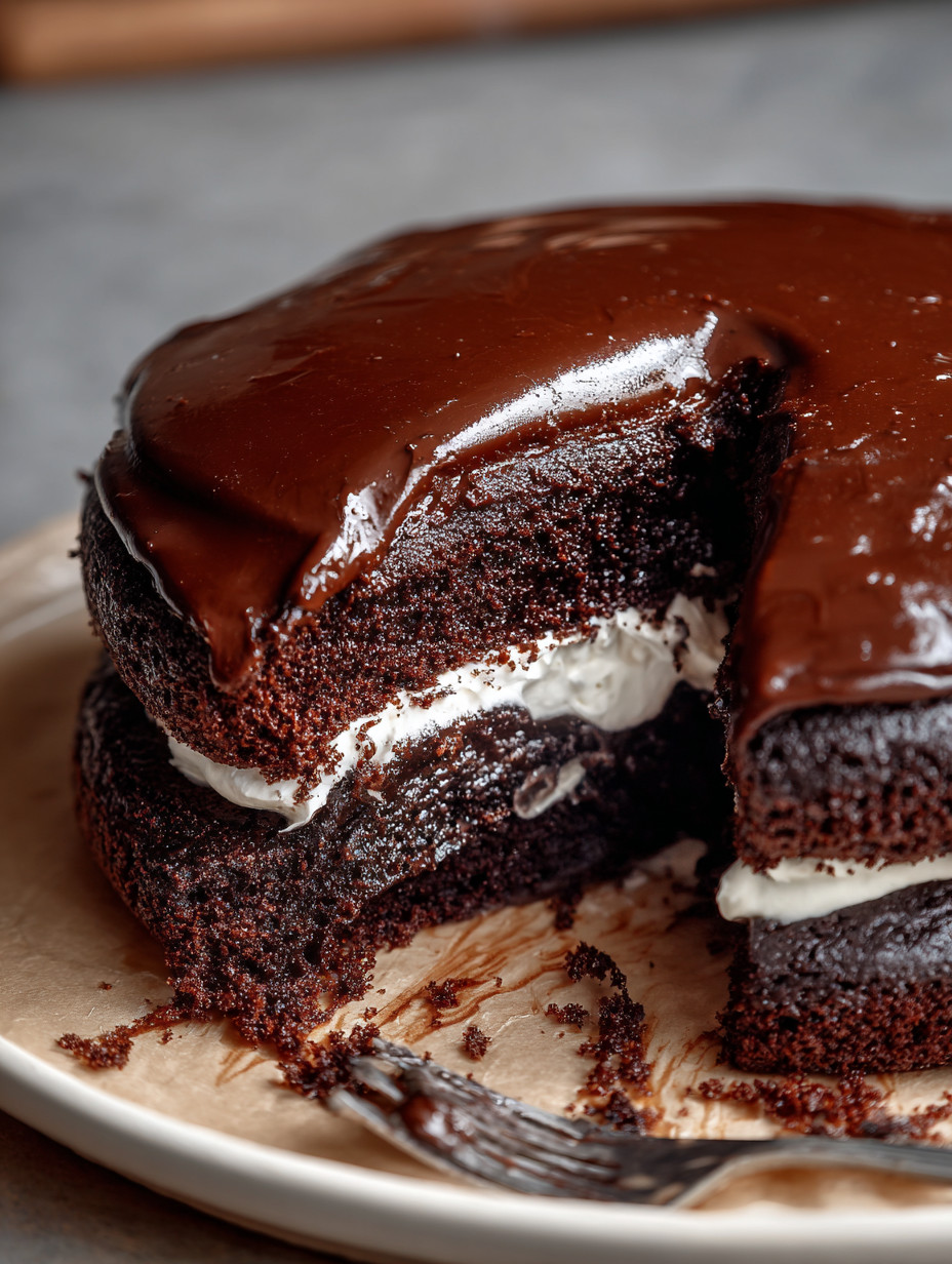 A slice of chocolate cake.