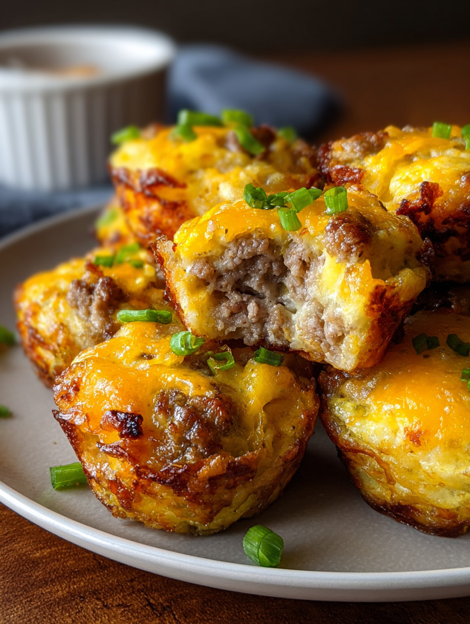 A plate of hash brown sausage bites.