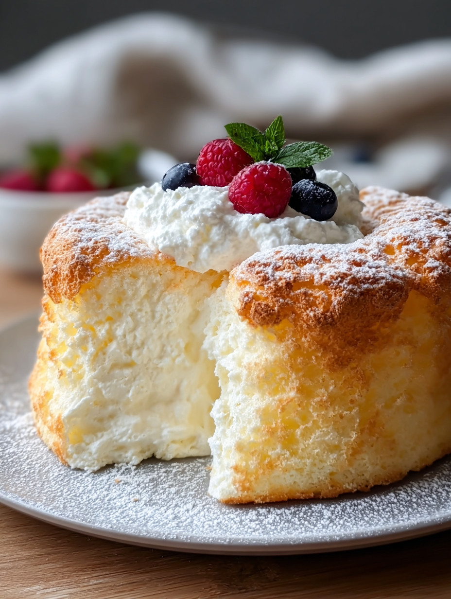 A slice of light and fluffy cloud cake.