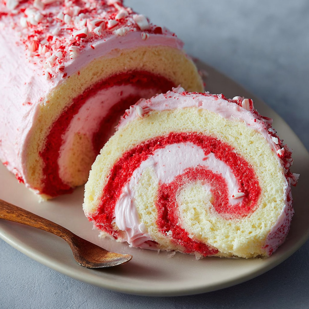 A slice of candy cane roll.