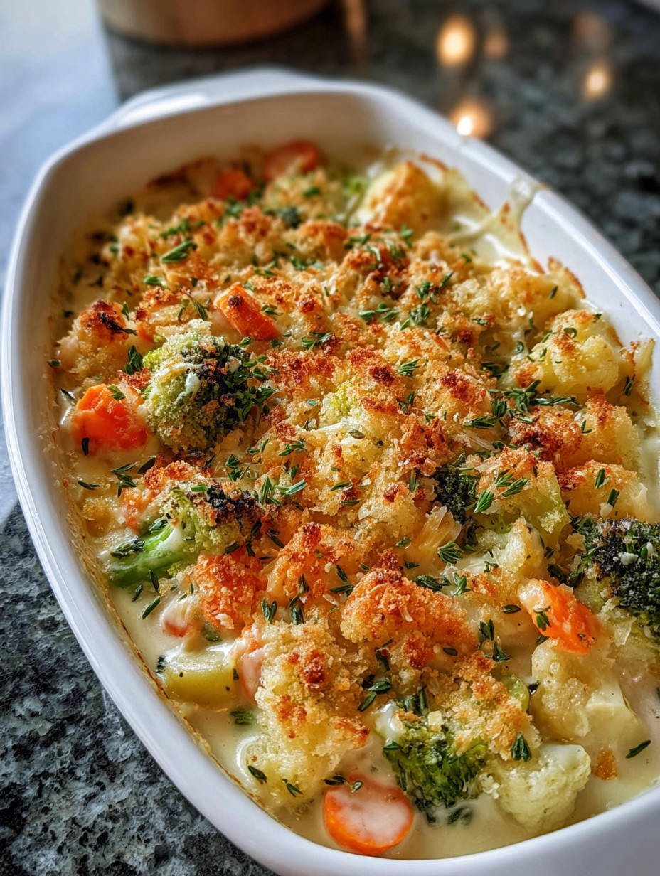A creamy winter vegetable casserole.