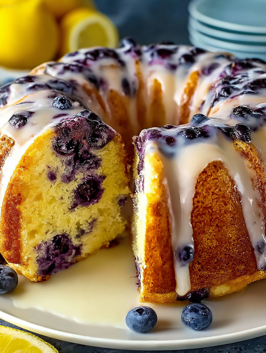 A slice of lemon blueberry pound cake.