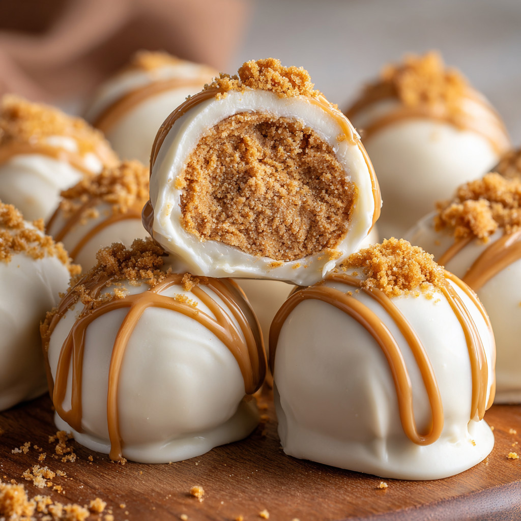 A plate of No-Bake Biscoff Cookie Truffles.