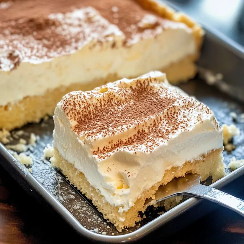 A slice of tres leches cake.
