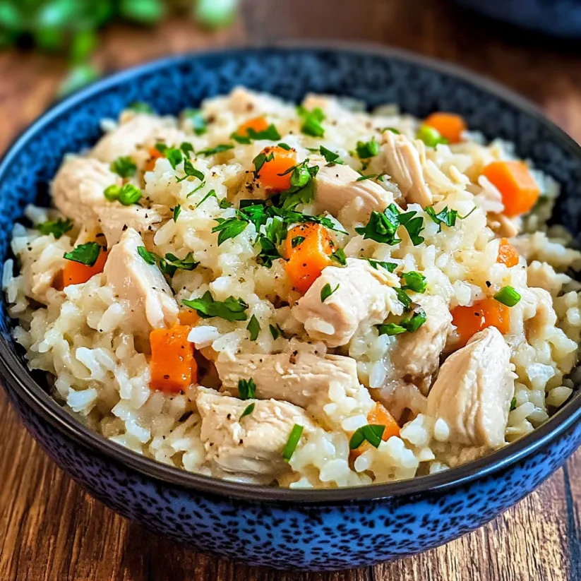 A bowl of rice and chicken.