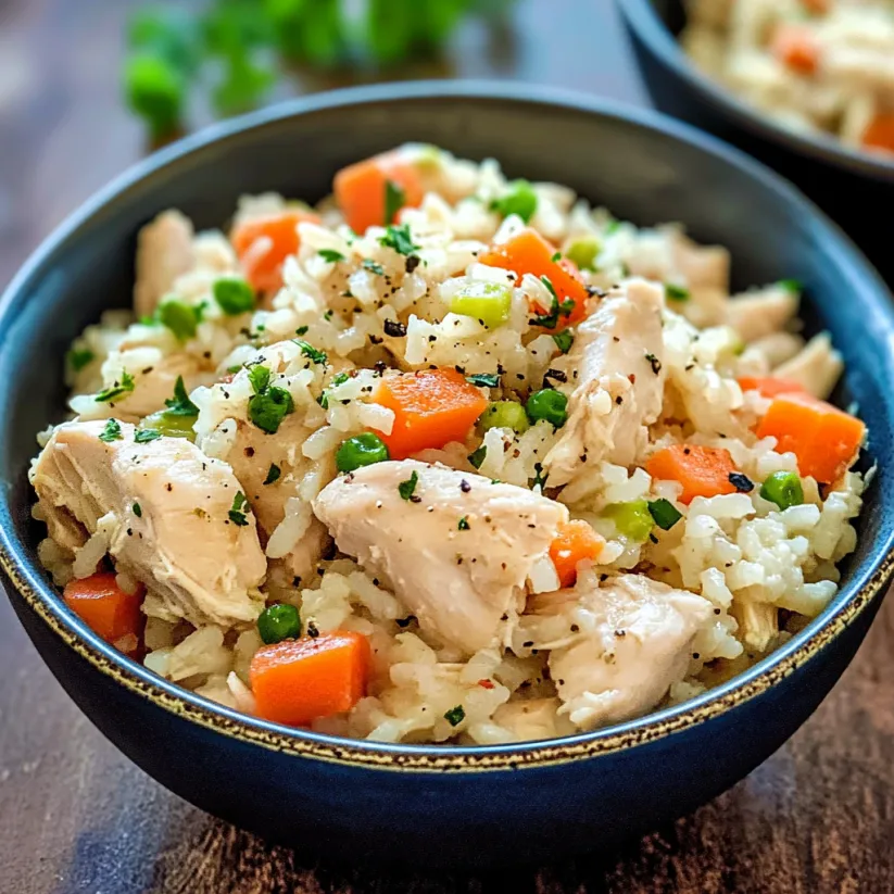 A bowl of rice and chicken.
