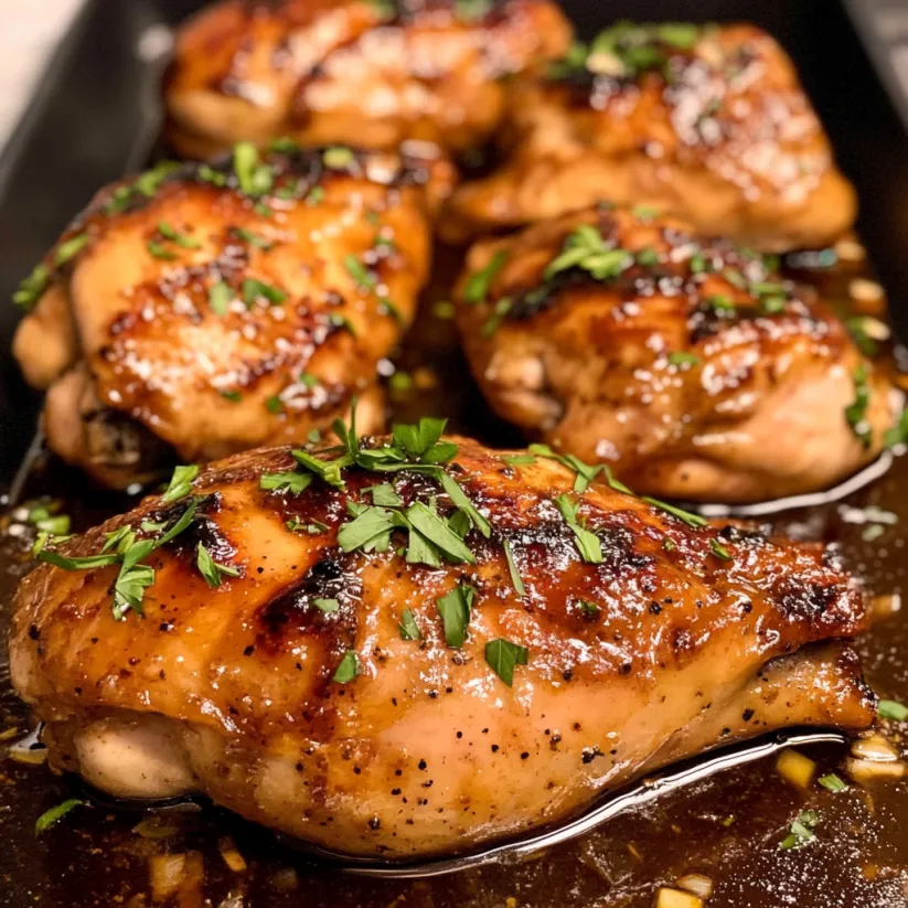 A pan of honey mustard chicken.