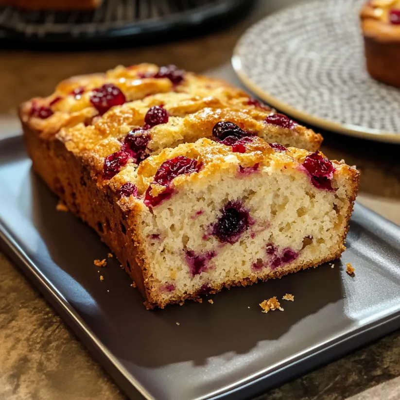 A slice of cranberry orange bread.