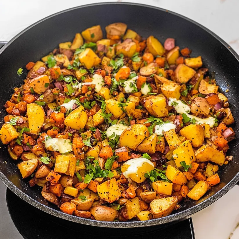 A pan of sweet potato hash.
