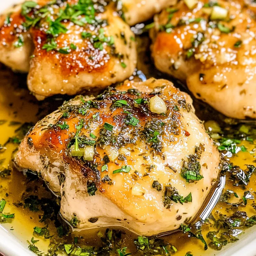 Chicken with garlic herb sauce.