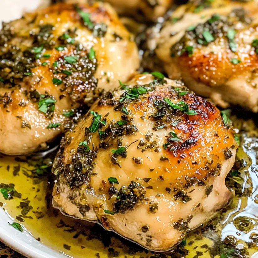 Chicken with garlic herb sauce.