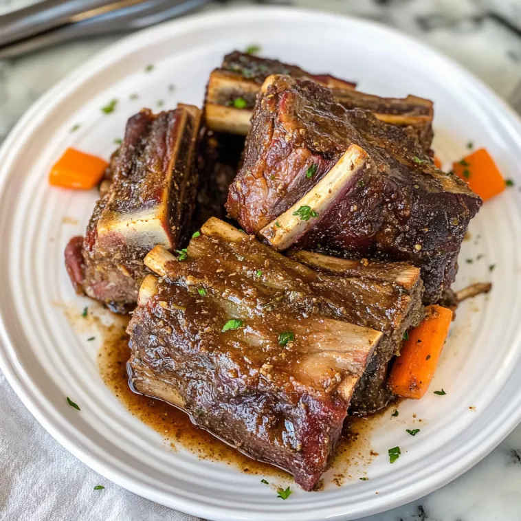 A plate of slow cooker short ribs.