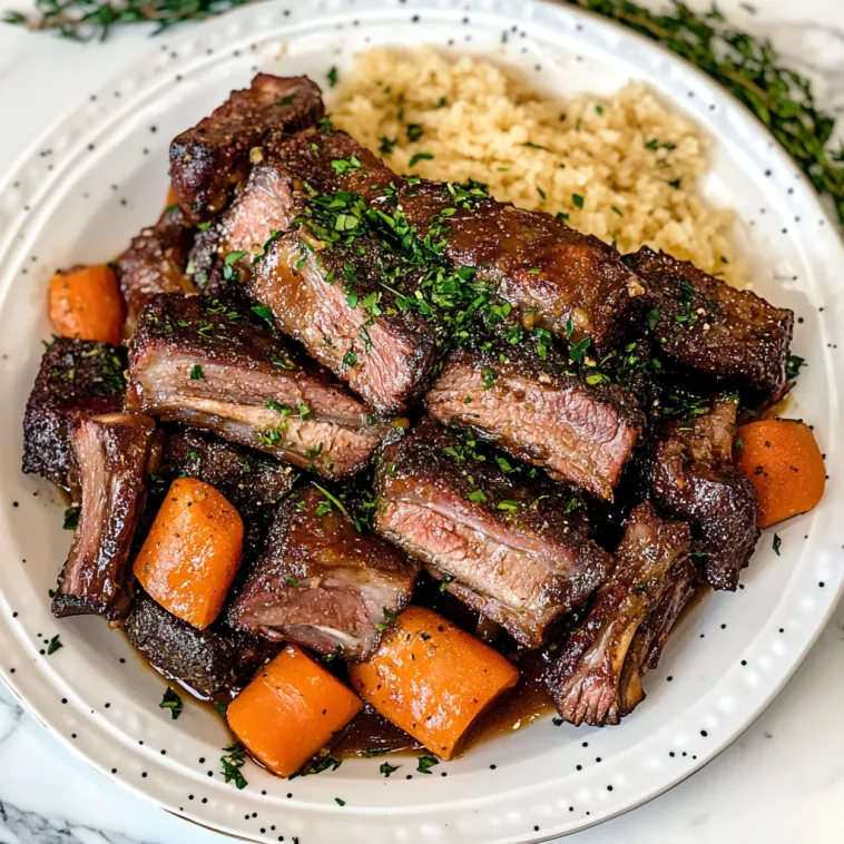 A plate of slow cooker short ribs.