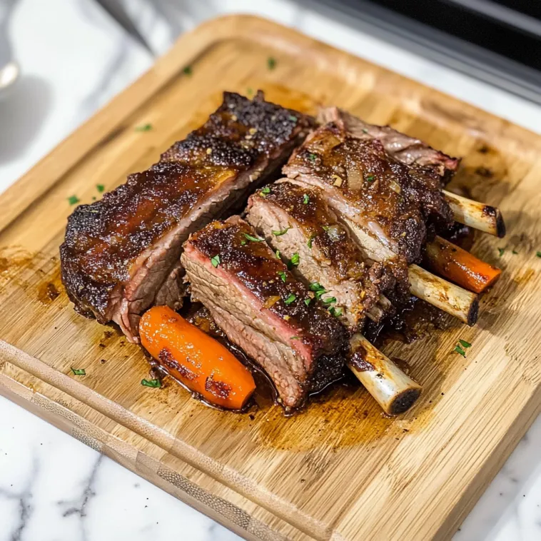 A wooden cutting board with a piece of meat on it.