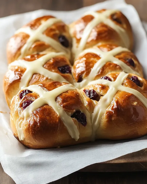 A loaf of hot cross buns.
