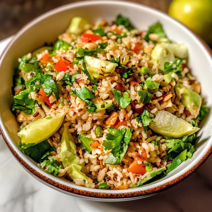 A bowl of crispy rice salad.