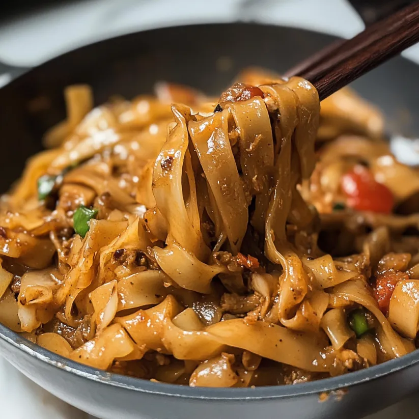 A bowl of vegan drunken noodles.