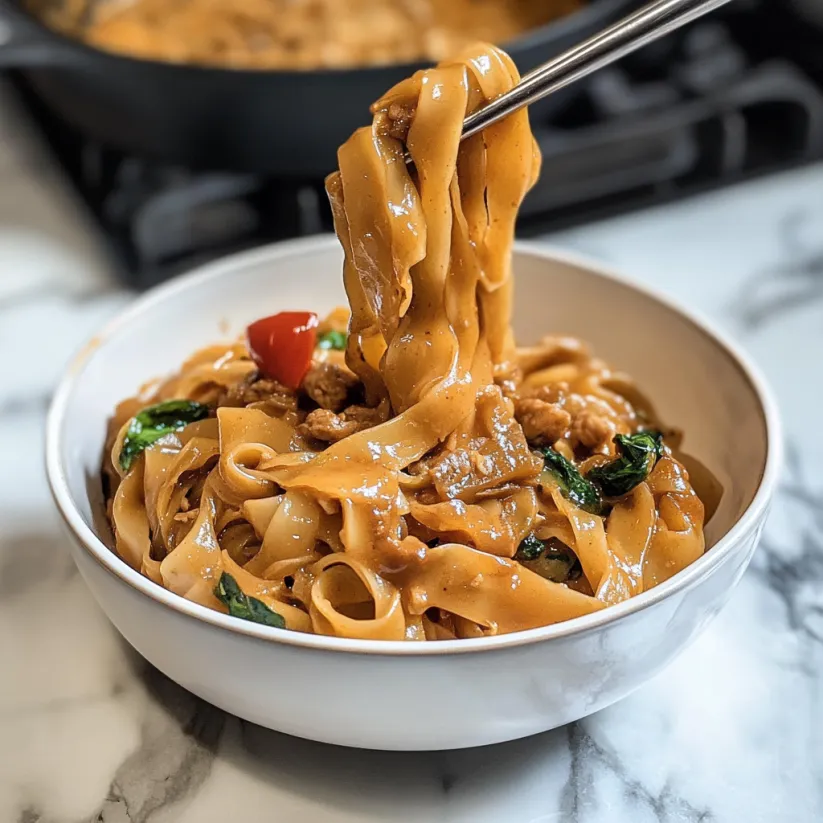 A bowl of vegan drunken noodles.