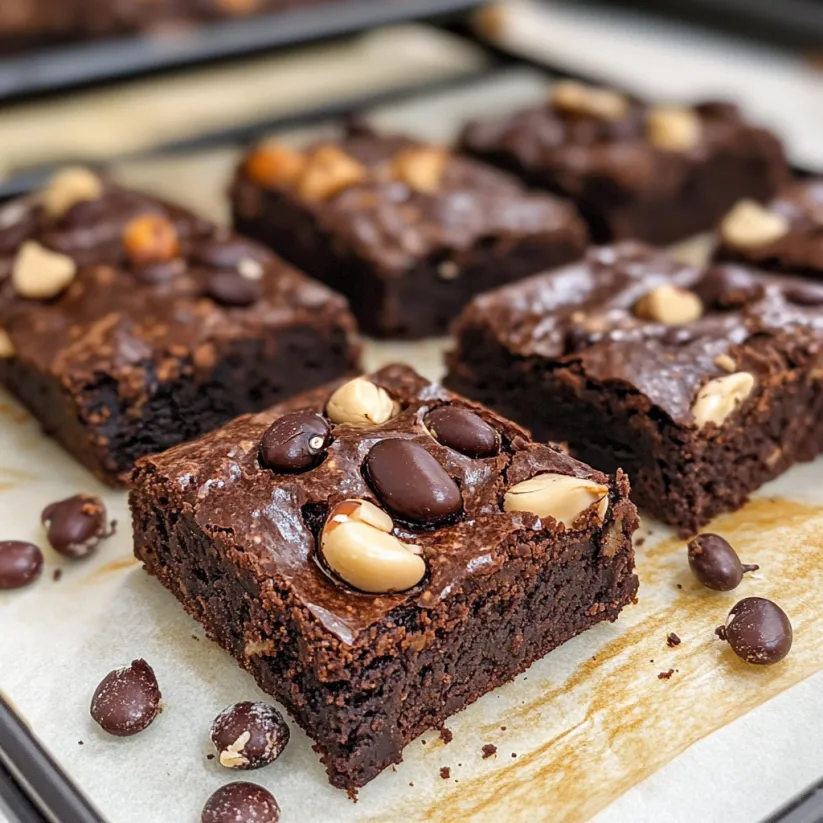 A close up of a black bean brownie.