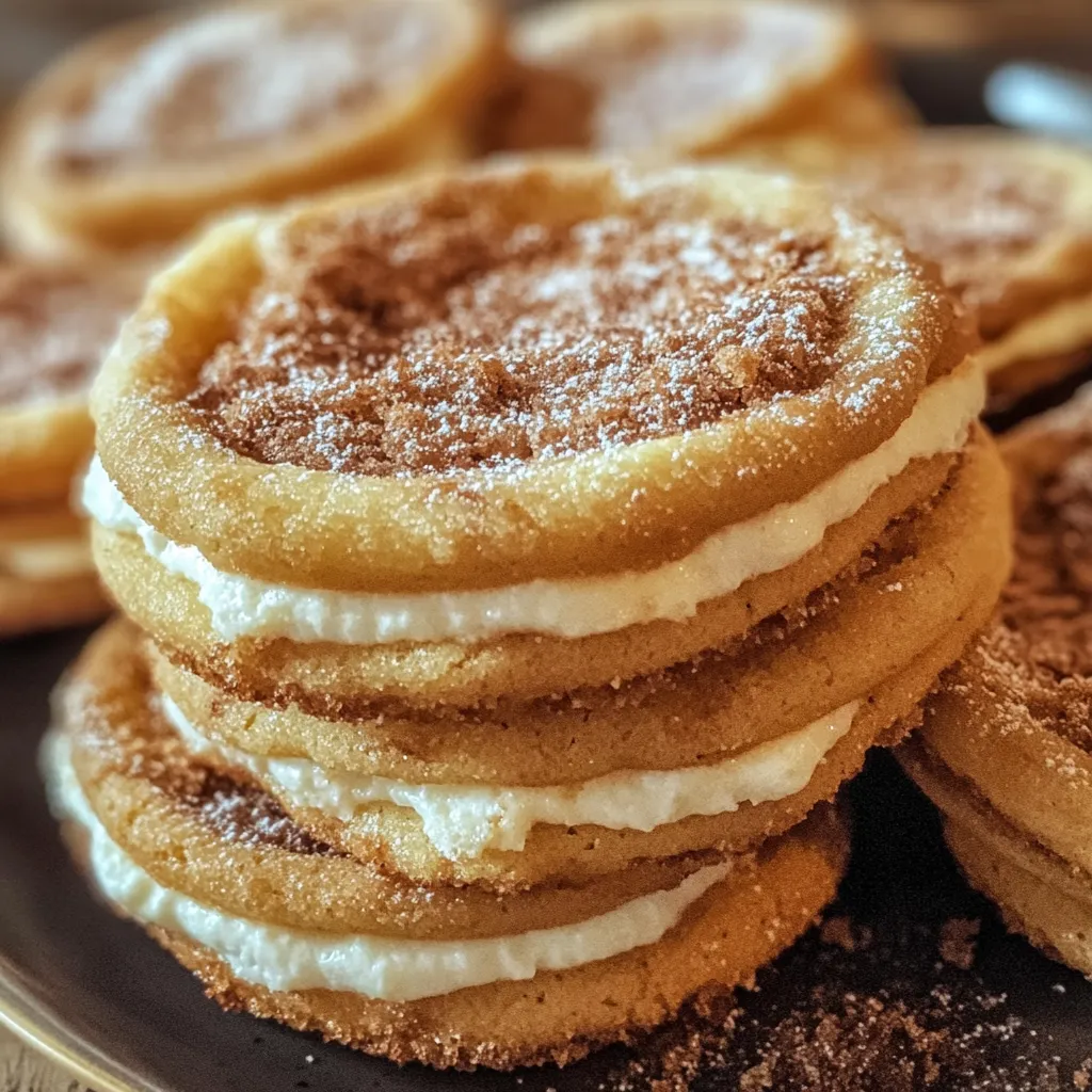 A stack of churro cheesecake cookies.