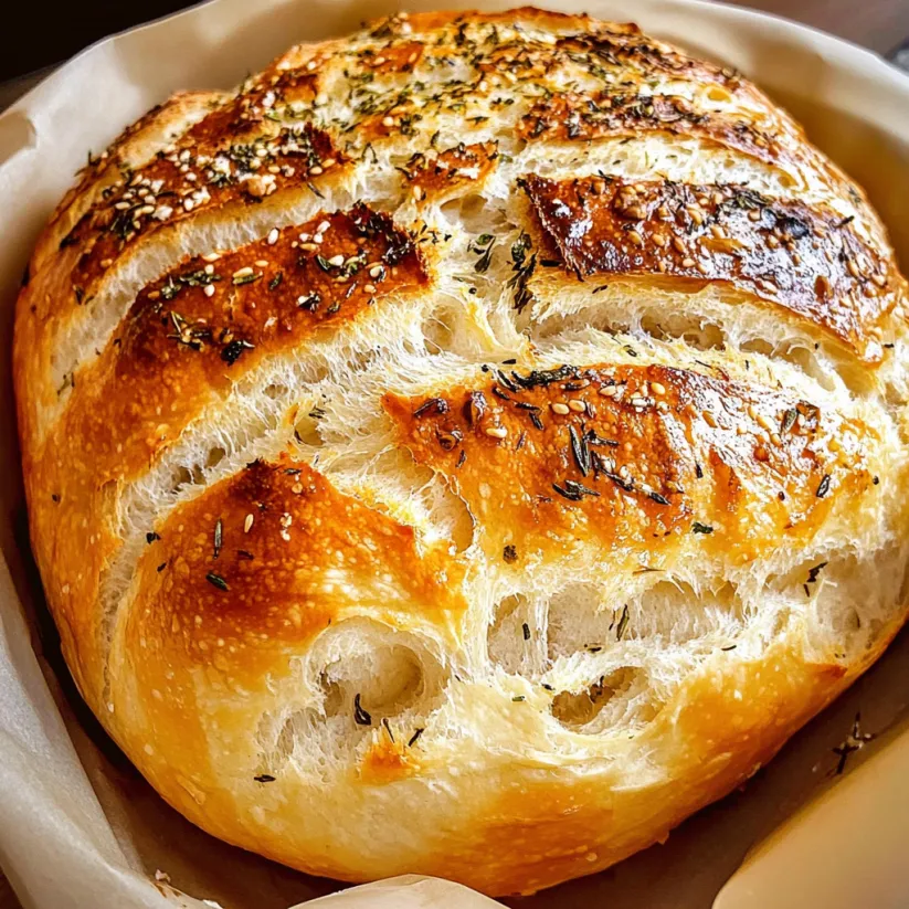 A loaf of bread with sesame seeds on top.