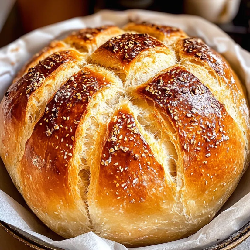 A loaf of bread with sesame seeds on top.