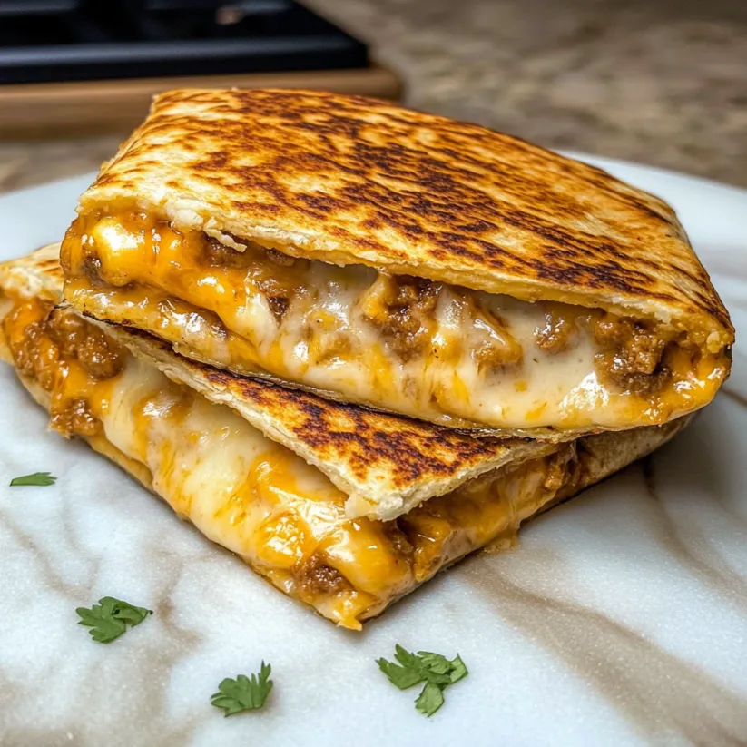 A grilled cheese burrito on a plate.
