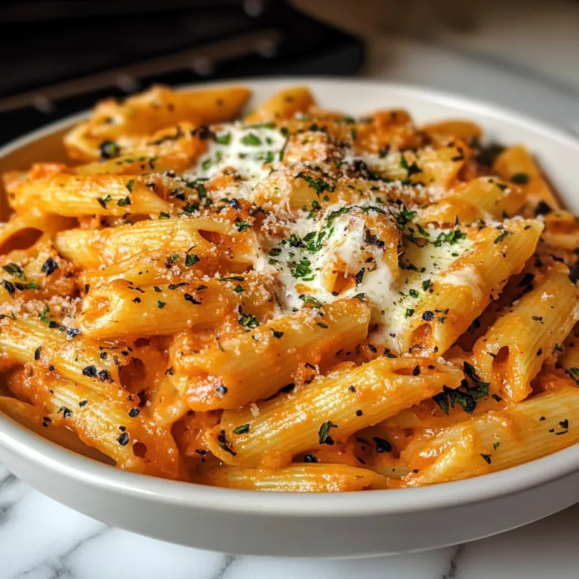 A bowl of pasta with tomato sauce and cheese.