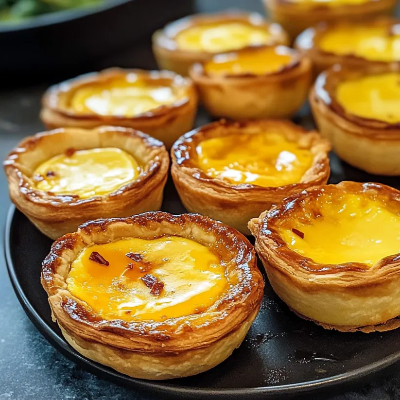 A plate of egg tarts.
