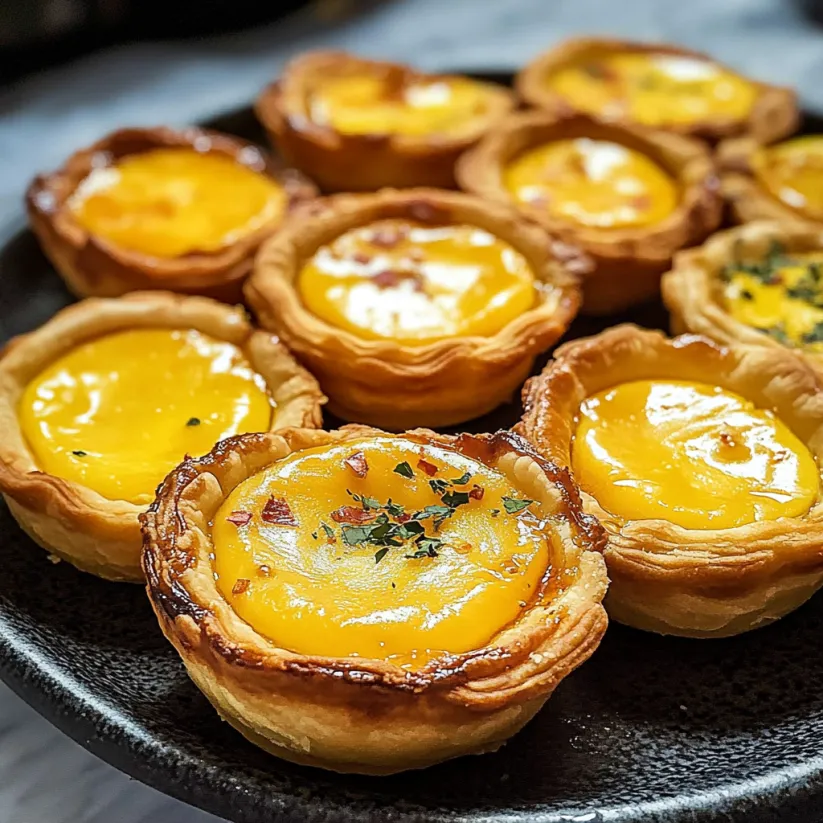 A plate of egg tarts.