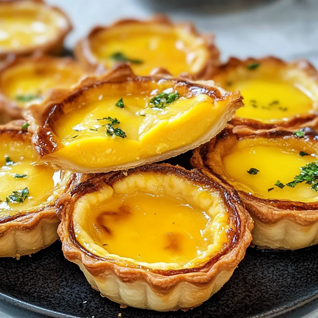 A plate of egg tarts.