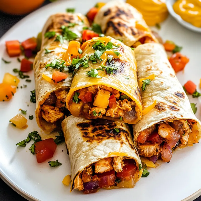 Chicken burritos on a plate.