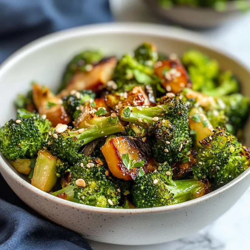 A bowl of broccoli with a spoon in it.