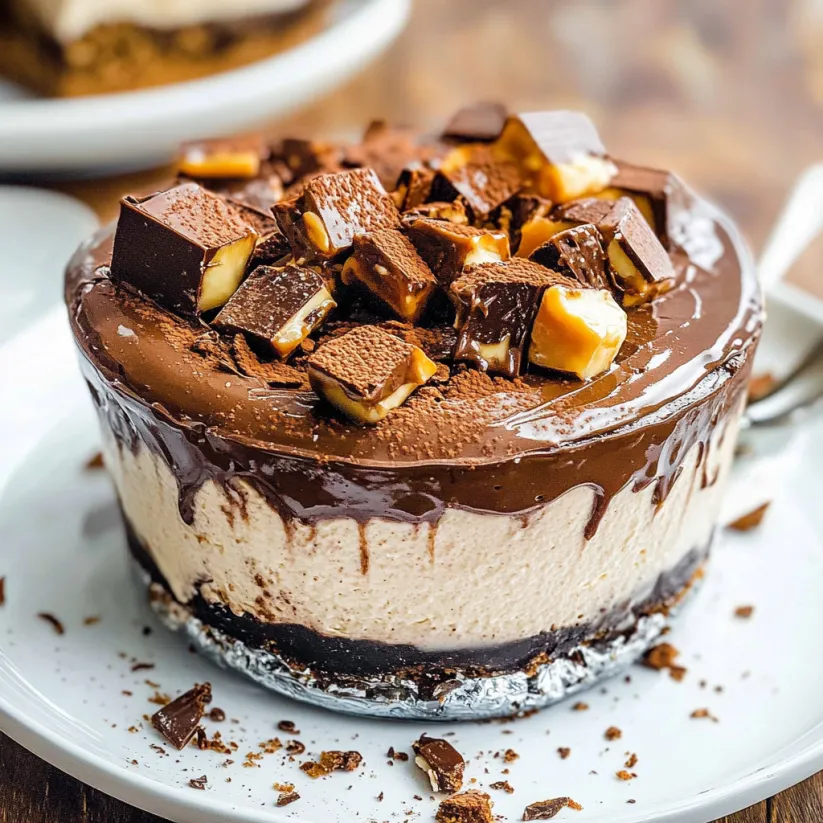 A close up of a No Bake Nutella Cheesecake.