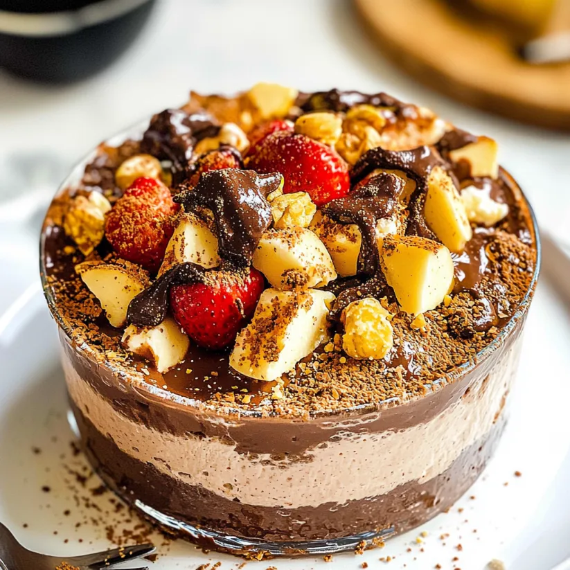 A close up of a No Bake Nutella Cheesecake.