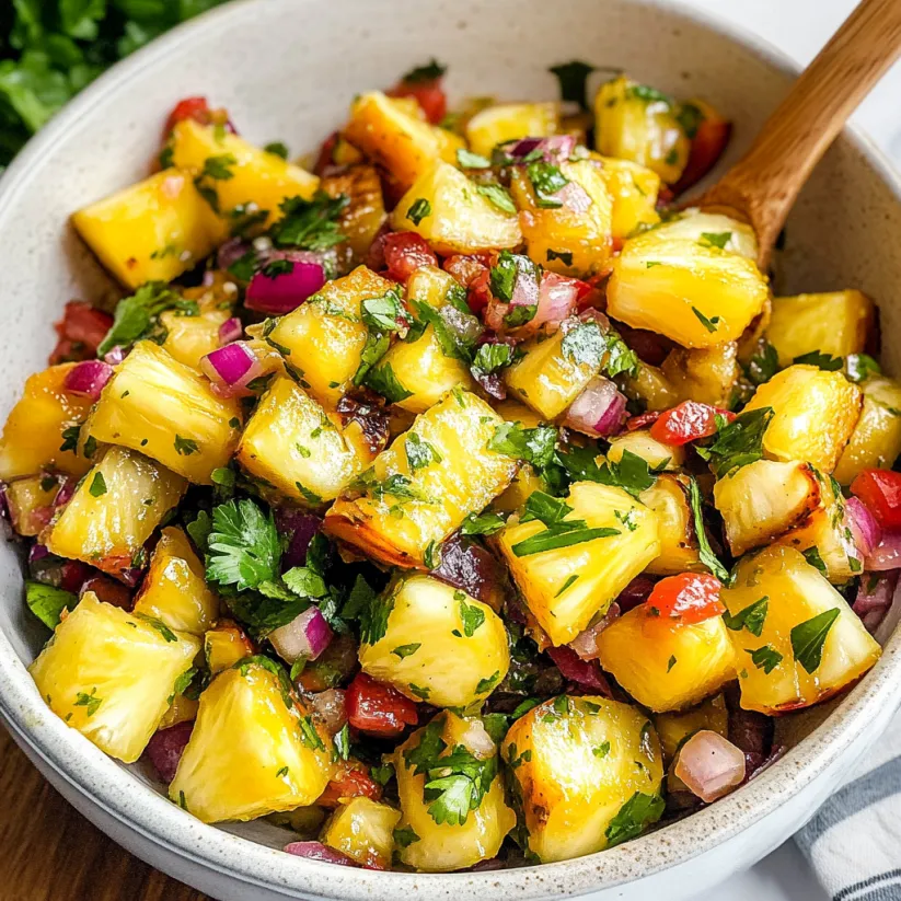 A bowl of pineapple salsa.