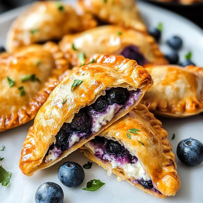 A plate of blueberry goat cheese empanadas.